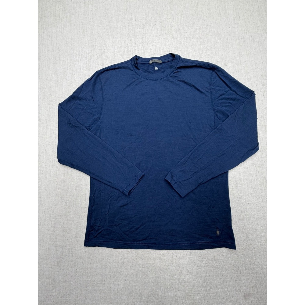 Smartwool Mens Merino Wool Long Sleeve Base Layer Shirt Navy Blue Large